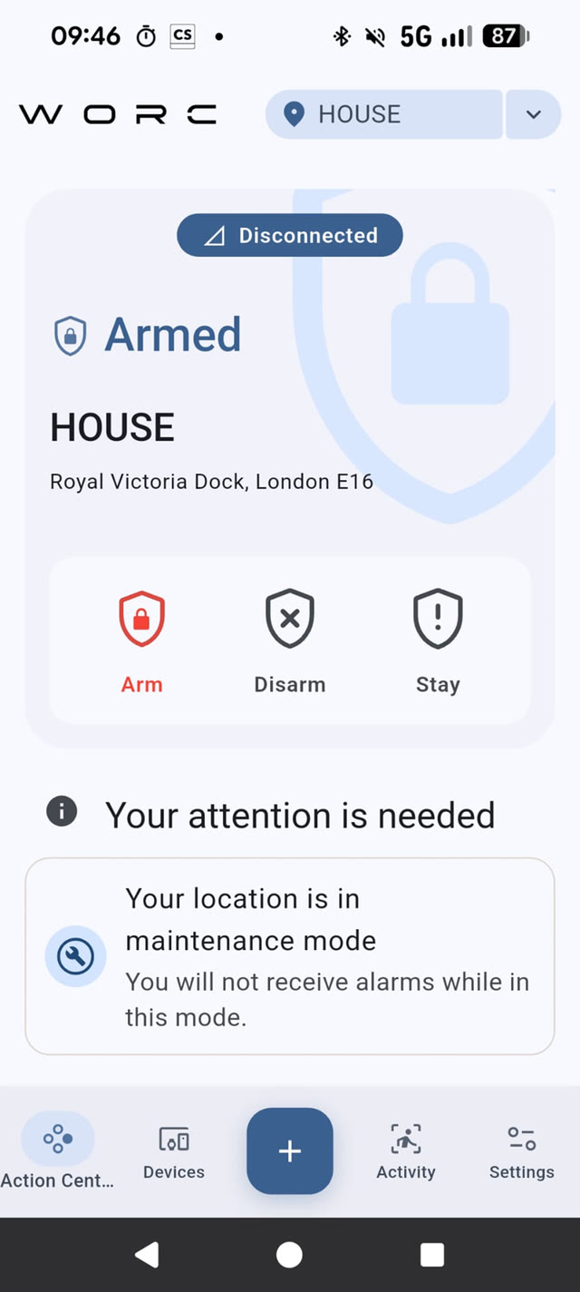 System armed screen